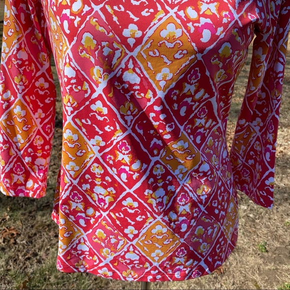 J. McLaughlin Pink and Orange Patterned Top - Picture 4 of 10